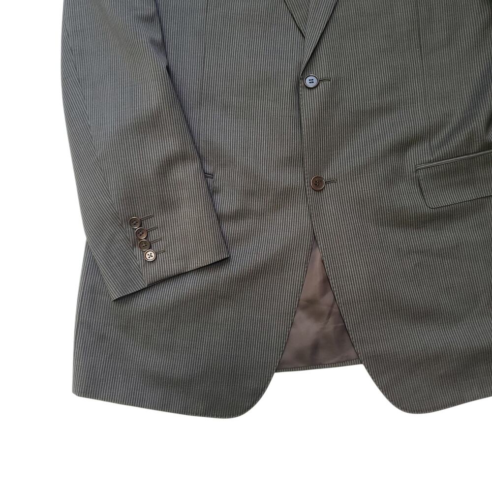 Canali Wool Blazer Jacket Sport Coat Brown Stripe Peak Lapel Natural Comfort 44L - Picture 4 of 16